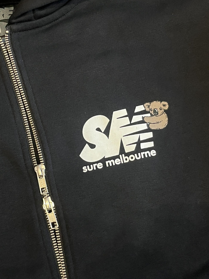 Clippy Heavyweight Zip Thru Hooded Fleece - Black / White