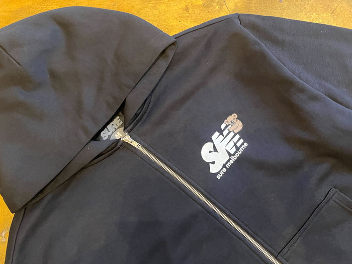 Clippy Heavyweight Zip Thru Hooded Fleece - Black / White