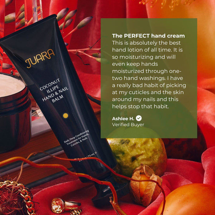 a graphic of the anti aging hand cream from juara