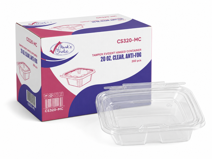 Coming-20 oz Tamper evident Clear Anti-fog Hinged Deli Contaners - 50x4/CS
