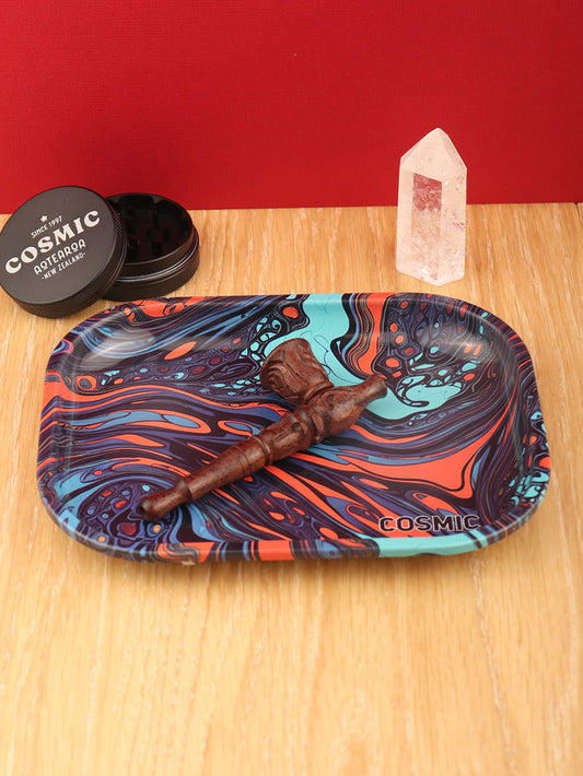 Cosmic Rolling Tray metal 18 x 14 cm | Orange Swirl-Image 1