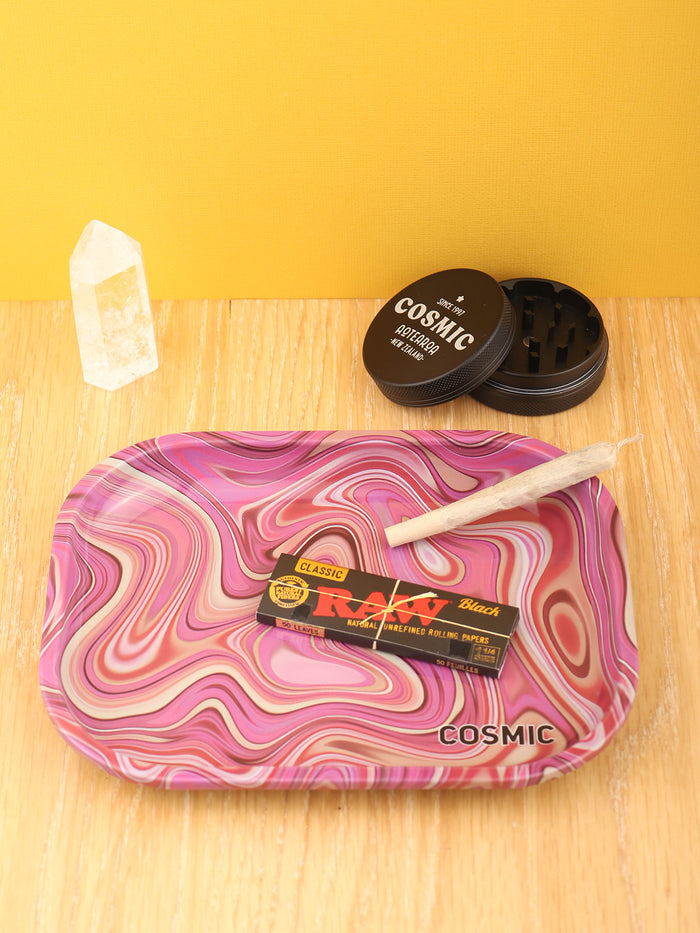 Cosmic Rolling Tray metal 18 x 14 cm | Pink Swirl-Image 1