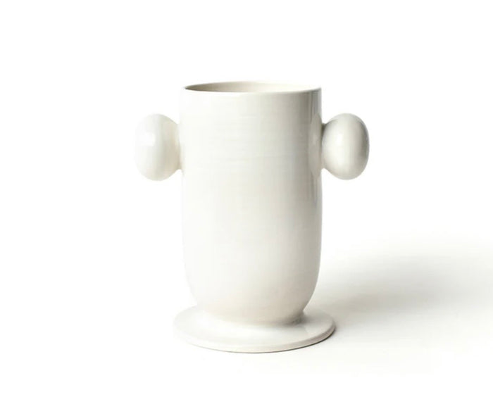 Cotton Colors Signature White Large Cylinder Vase with Knob Handles