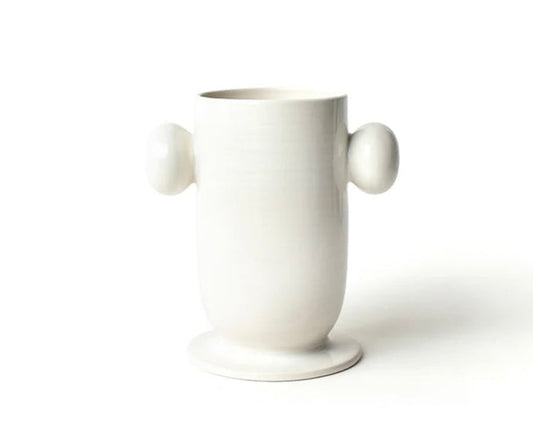 Cotton Colors Signature White Large Cylinder Vase with Knob Handles