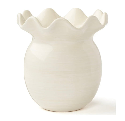 Cotton Colors Signature White Ruffle Vase