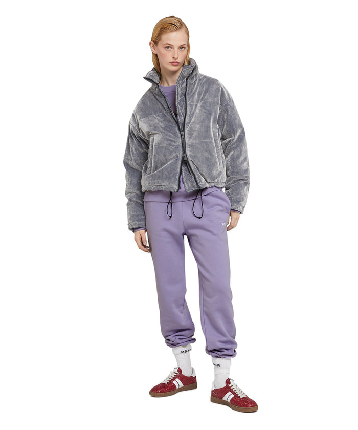 Cotton Crewneck t-shirt with Msgm Micrologo Print Lilac
