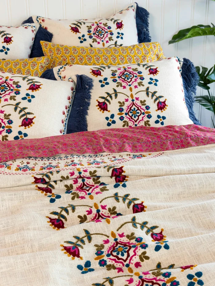 Cotton Slub Tufted Euro Sham - Cream-view 2