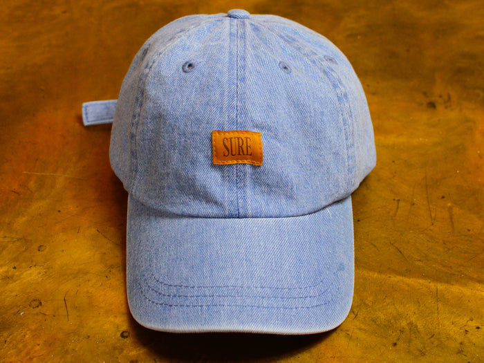 Crew 6 Panel Denim Cap - Light Blue