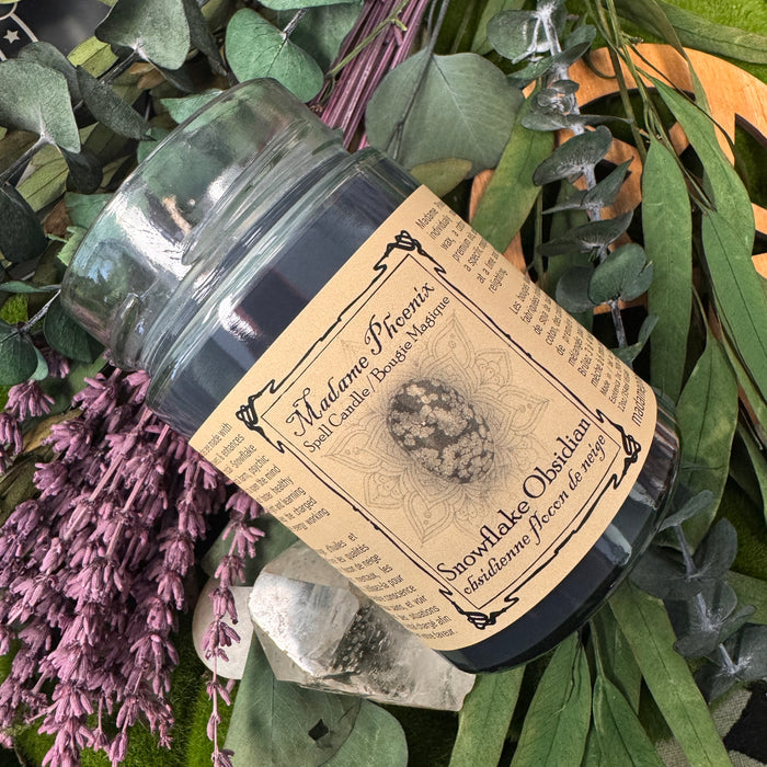 Crystal Magic Snowflake Obsidian Candle