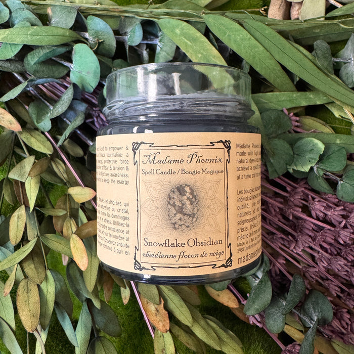 Crystal Magic Snowflake Obsidian Candle