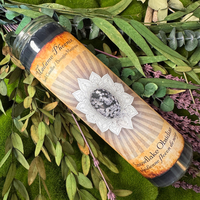 Crystal Magic Snowflake Obsidian Candle
