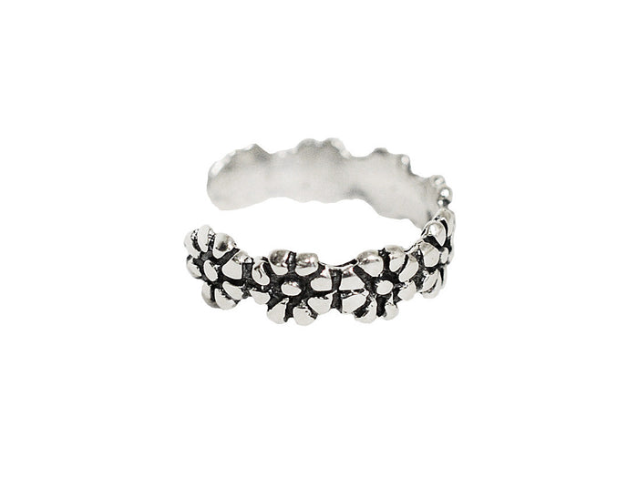 Daisy Chain Toe Ring - Sterling Silver Adjustable Jewelry side view