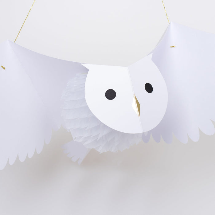 Meri Meri - Decorations - Honeycomb Owls - White Owl