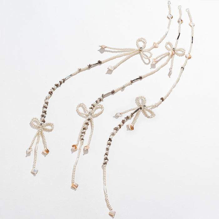 Diva Drapes Crystal & Pearl Tassels - Parandi - White