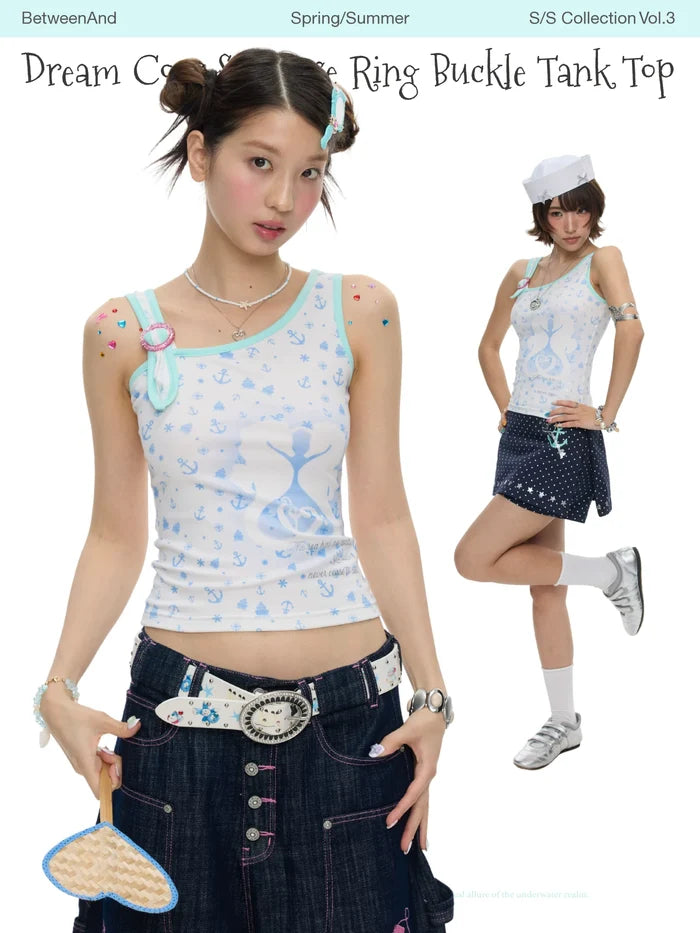 Dream sore seahorse ring buckle tank top