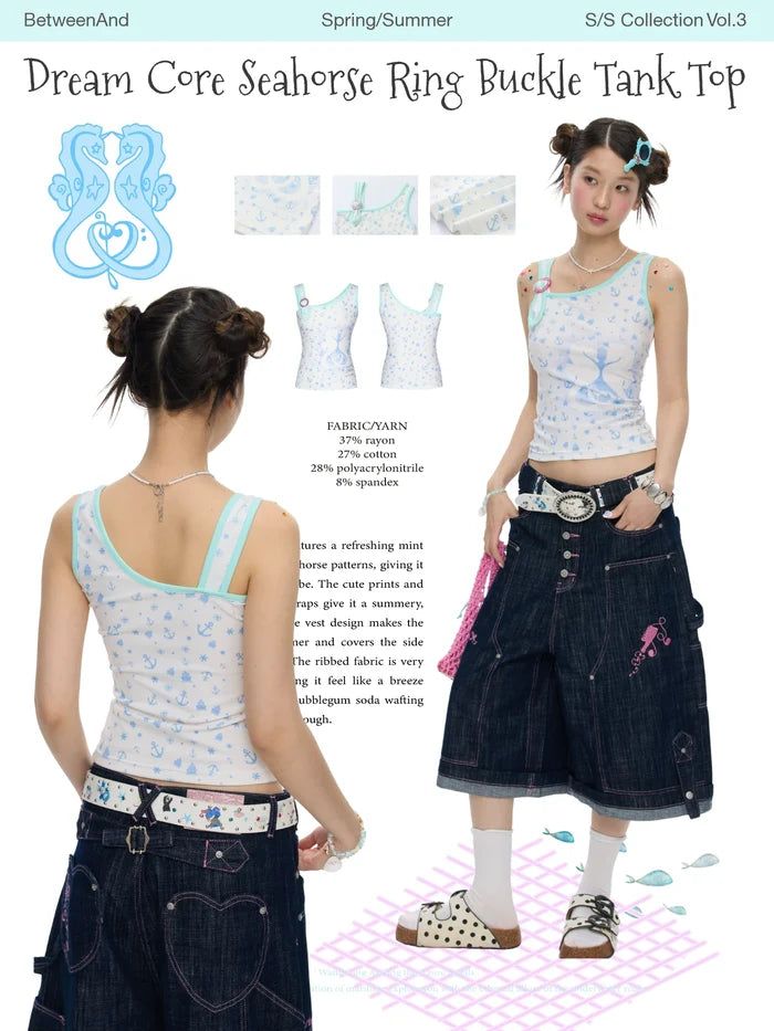 Dream sore seahorse ring buckle tank top