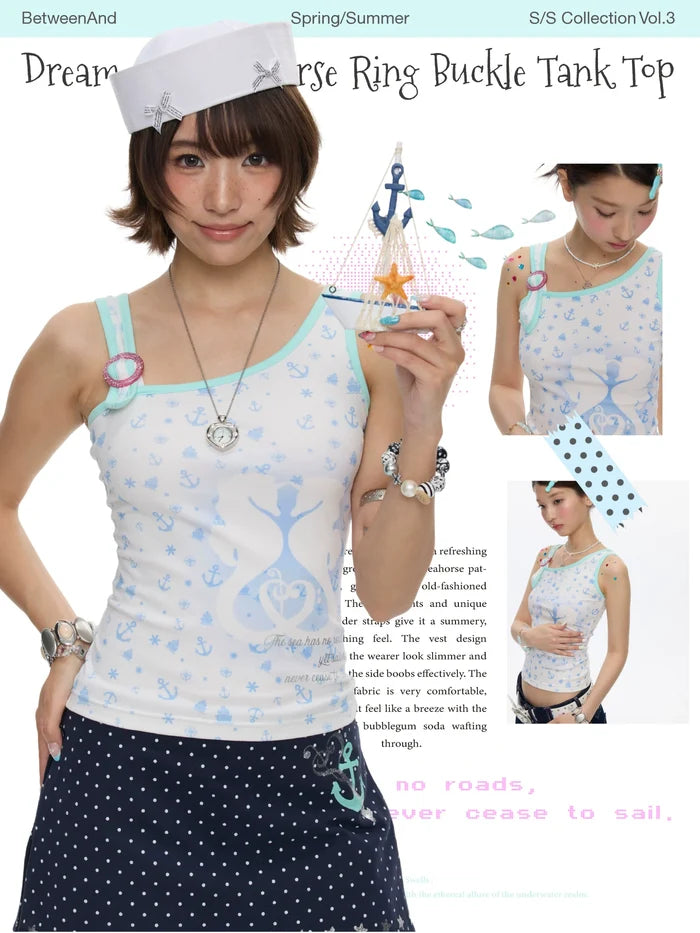 Dream sore seahorse ring buckle tank top