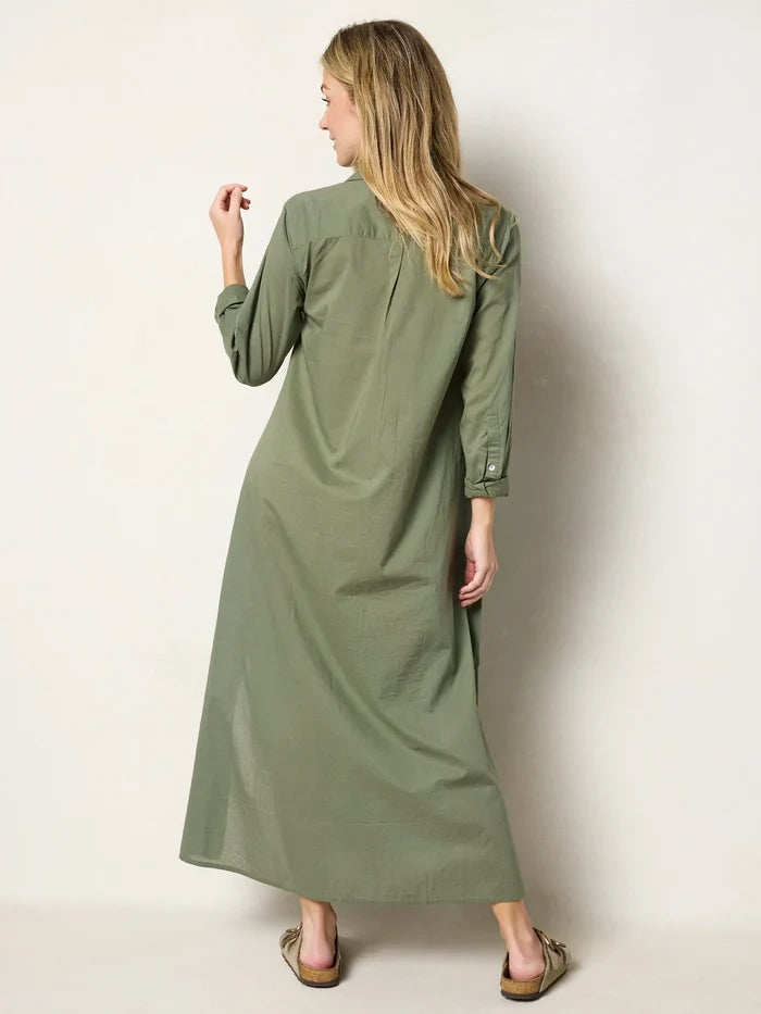 Drew Cotton Gauze Shirt Dress - Olive-view 5