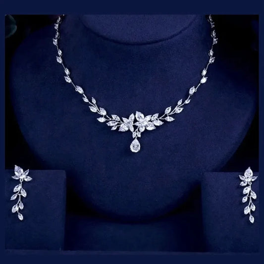 Wedding Jewelry - Silver Cubic Zirconia Bridal Jewelry Set