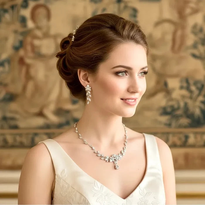 Wedding Jewelry - Silver Cubic Zirconia Bridal Jewelry Set
