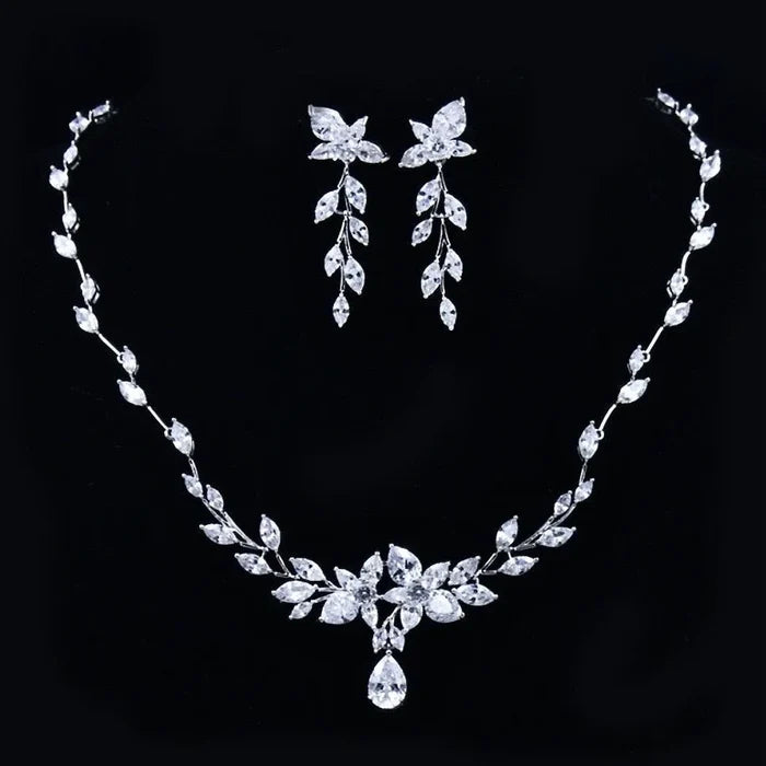 Wedding Jewelry - Silver Cubic Zirconia Bridal Jewelry Set
