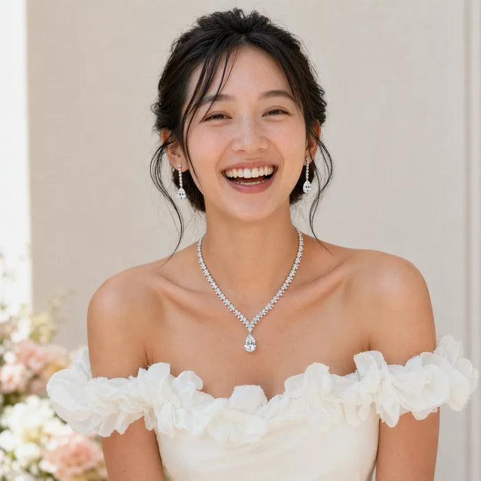 Wedding Jewelry - Silver Cubic Zirconia Bridal Jewelry Set