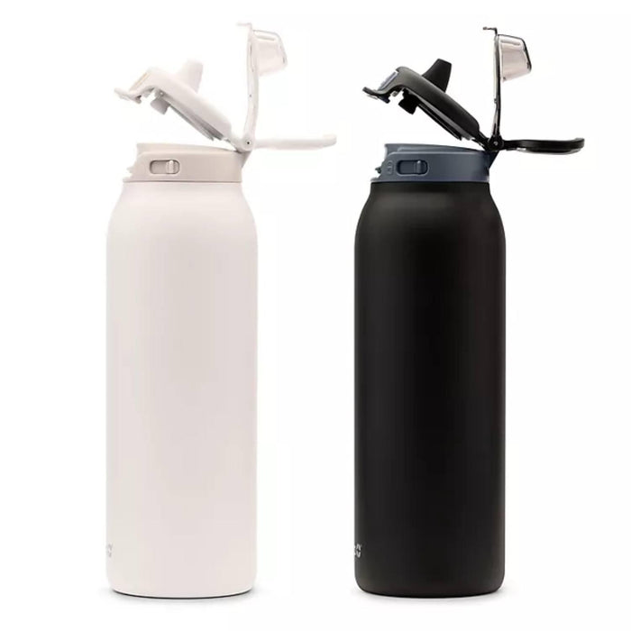 Ello Pop & Fill - Stainless Steel Water Bottle with QuickFill Technology - Dunes/Charcoal - 32 Oz - 2 Pack