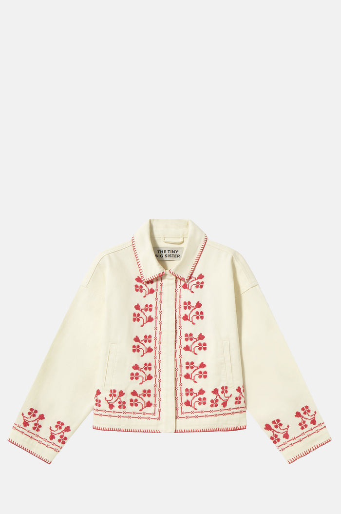 The Tiny Big Sister Embroidery Denim Jacket.