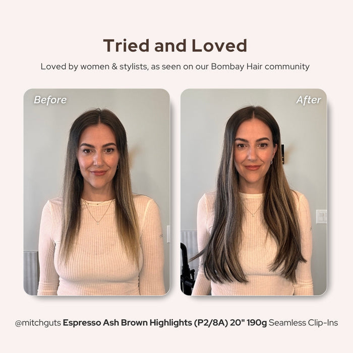 Espresso Ash Brown Highlights (P2/8A) Seamless Clip-Ins
