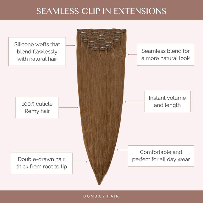 Espresso Ash Brown Highlights (P2/8A) Seamless Clip-Ins