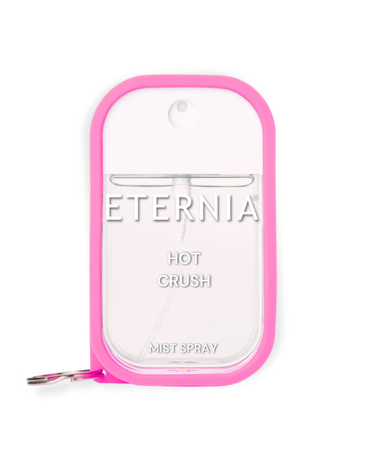 Eternia Hot Crush mist spray bottle, pink with clear panel and silver sprayer