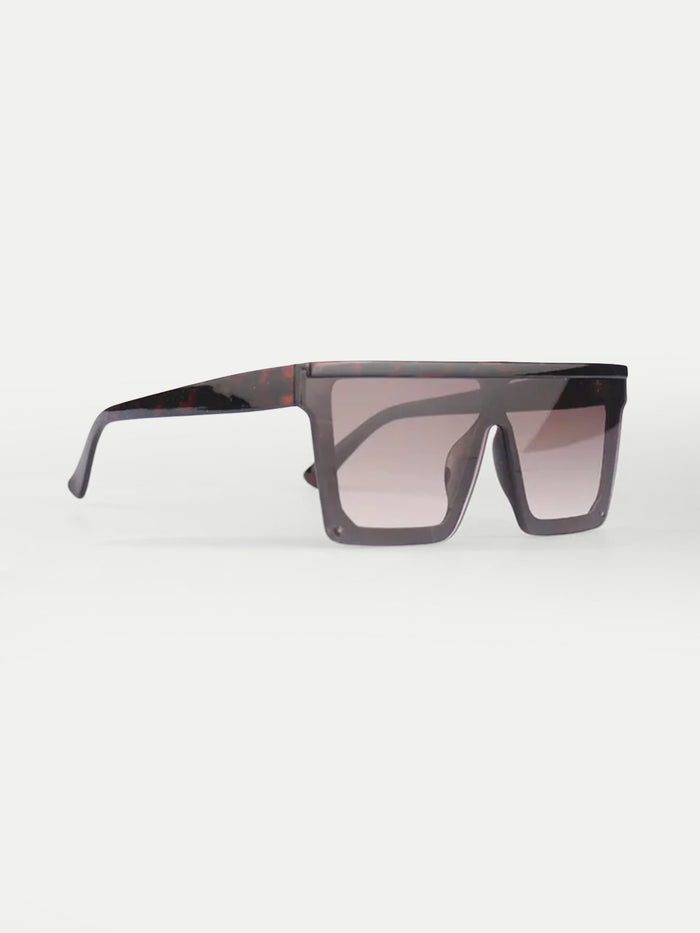 Flat Top Oversized Sunglasses | Tortoiseshell-Image 2