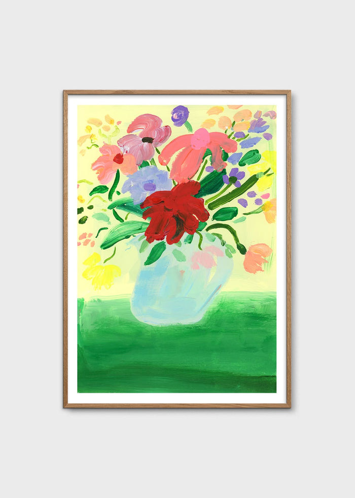 Flowers on Green Tablecloth by Katy Smail