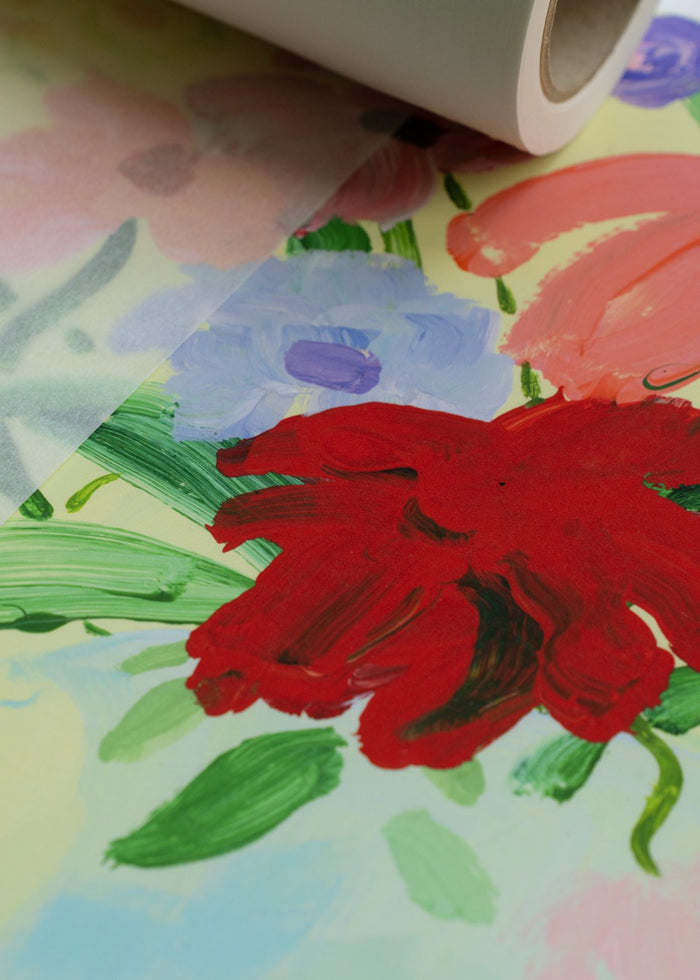 Flowers on Green Tablecloth by Katy Smail