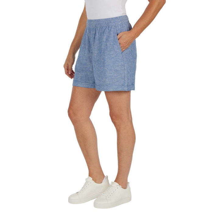 FRANK AND OAK Linen Blend Shorts - Blue