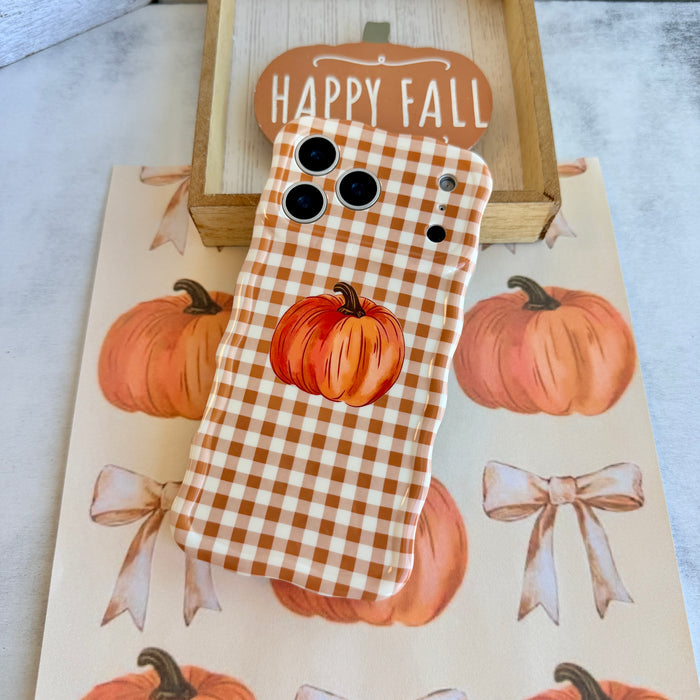 Gingham Pumpkin Girly Wavy Luxe MagSafe Case for iPhone