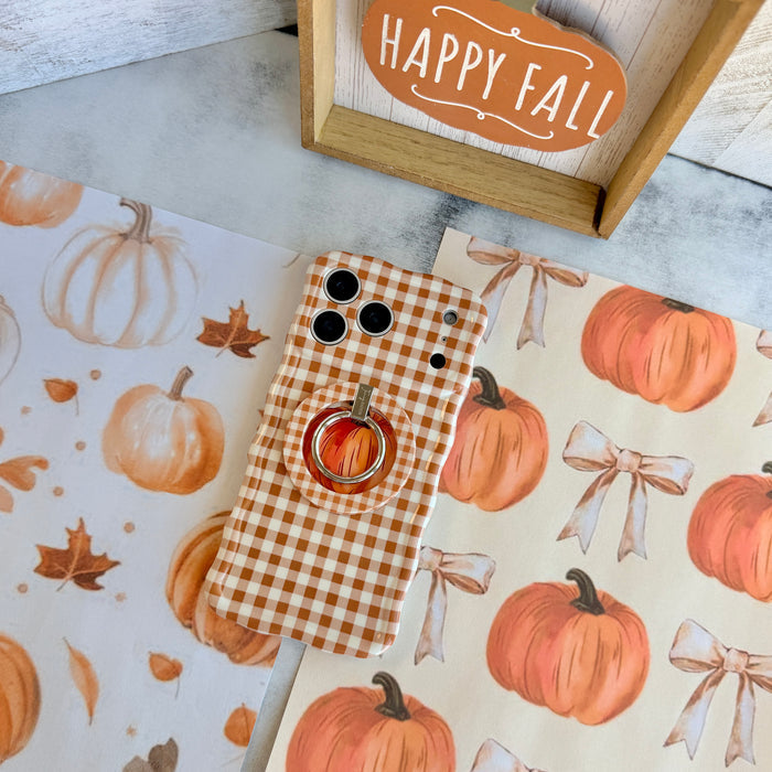 Gingham Pumpkin Girly Wavy Luxe MagSafe Case for iPhone