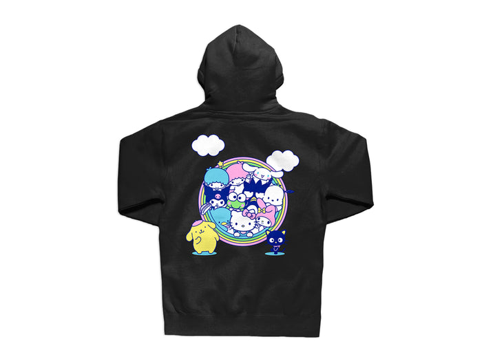 Girl - Hello Kitty Rainbow Circle Hooded Fleece - Black