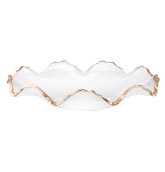 glass bowl ruffled gold edge decorative transparent background