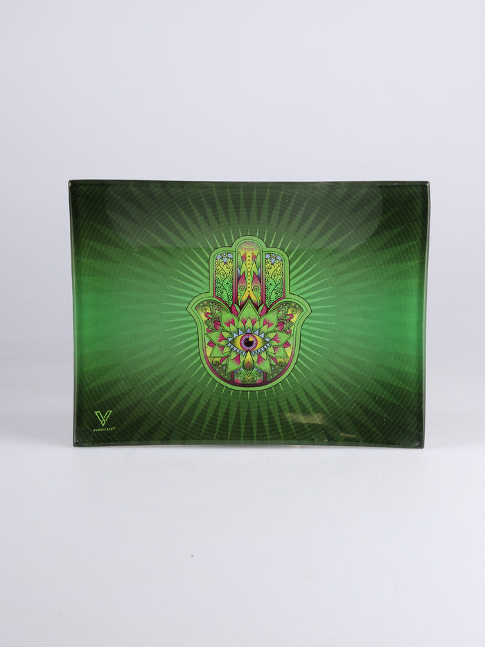 Glass Tray:Small -Hamsa | Green-Image 2