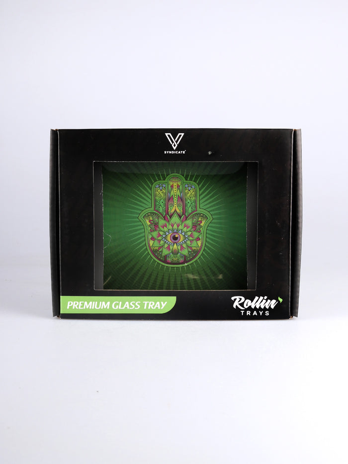 Glass Tray:Small -Hamsa | Green-Image 3