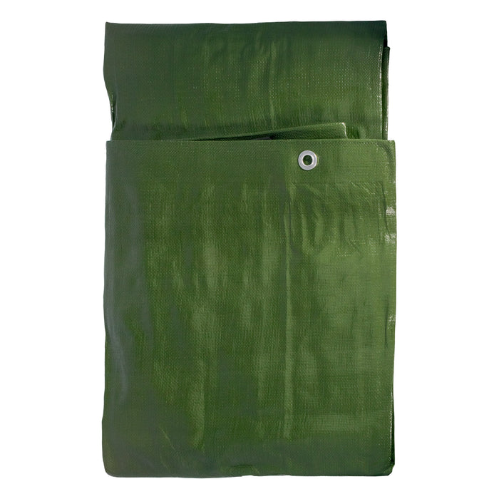 Green Brown L-Grade Tarpaulin with 20 x 6in Bungee Balls (White) Cable Tie Pack