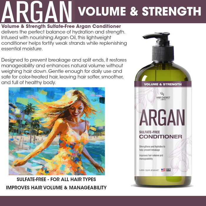 Hair Chemist Volume & Strength Sulfate-Free Argan Conditioner 33.8 oz.