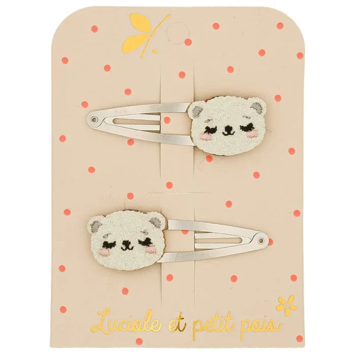 Hair Clips - Flocon the Teddy Bear - Set Of 2