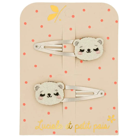 Hair Clips - Flocon the Teddy Bear - Set Of 2