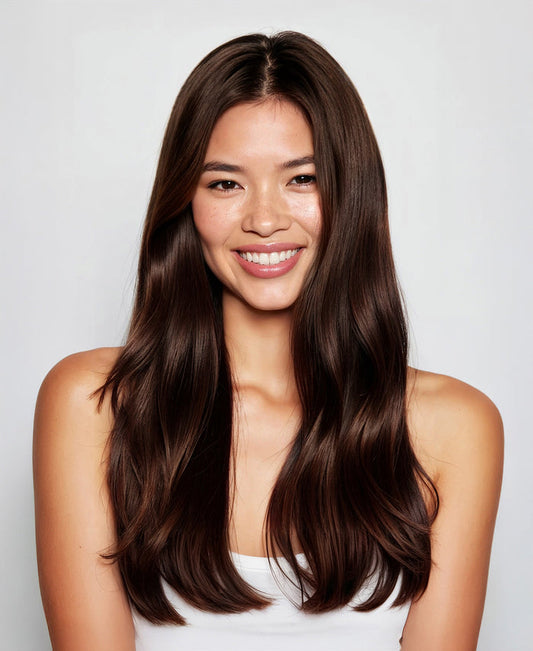 halo one-step hair extensions chocolate brown.