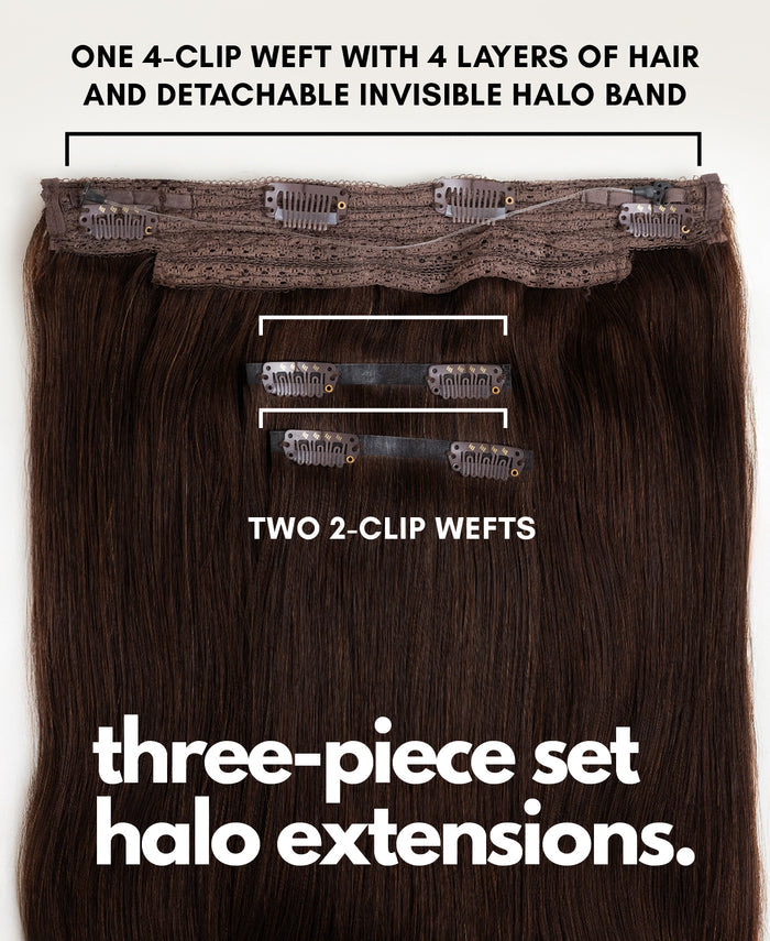 halo one-step hair extensions chocolate brown.
