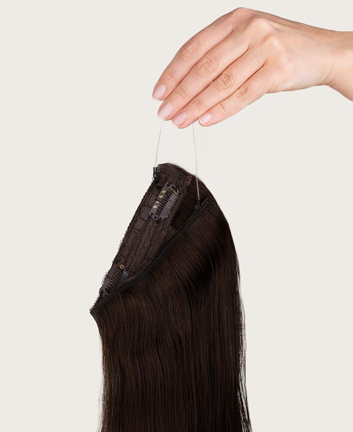 halo one-step hair extensions chocolate brown.