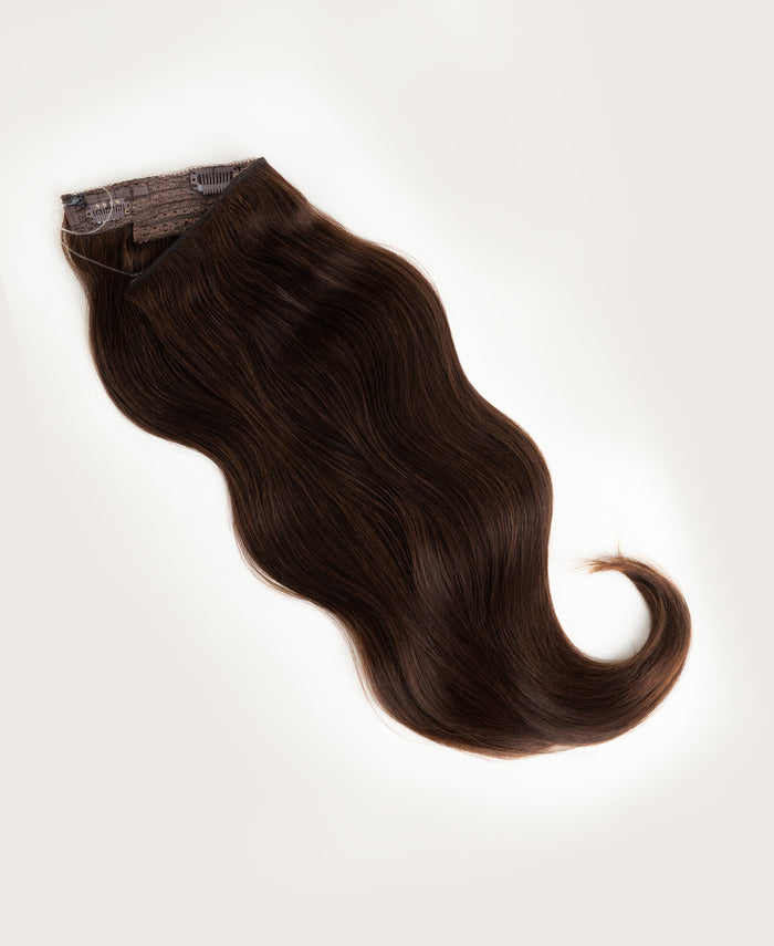 halo one-step hair extensions chocolate brown.