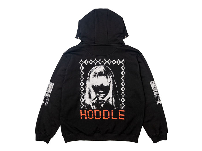 Hoddle - Smoker Stud Zip Thru Hooded Fleece - Black